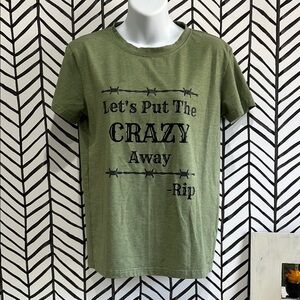 Yellowstone Inspired Green Graphic Tee - Short Sleeve, Size Small